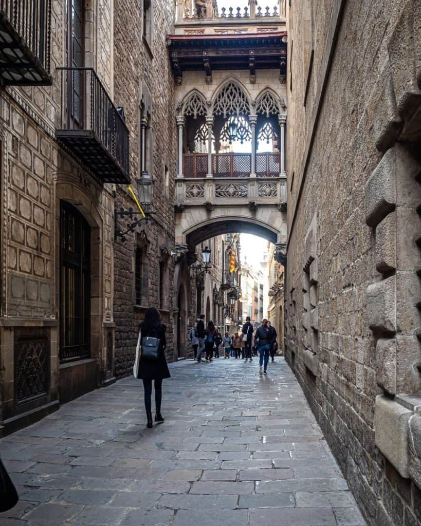 famous gothic quarter carrer del bisbe