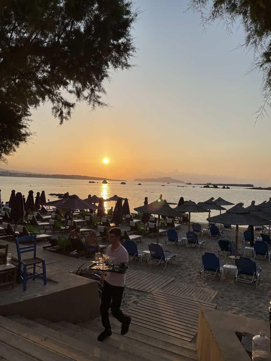 chania sunset Nea Chora Beach